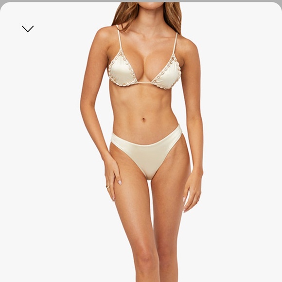 WEWOREWHAT SHELL BORDER COOPER TOP & CLASSIC SCOOP BOTTOM IN SANDSHELL, SIZE S - Picture 8 of 11